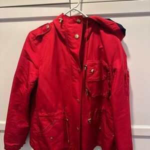 Lauren by Ralph Lauren Nautical Red Raincoat Sz M